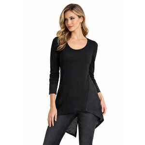 Vintage Joseph Ribkoff Scoop Neck Tunic Womens 8 Black Silky Minimalist Luxury